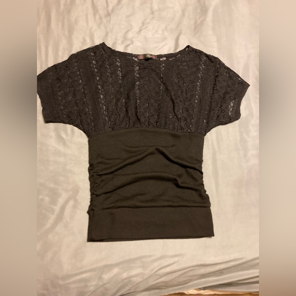 Black bodycon lace top